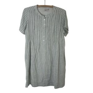 FAHERTY Gemina Linen Blend Vertical Stripe Dress Size Small